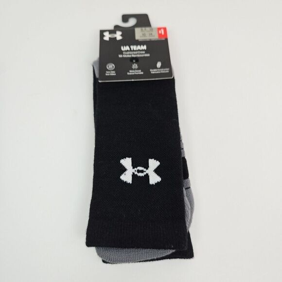 Under Armour NWT UA Team Crew Socks Black activewear Men's‎ 8.5-13 - Picture 1 of 2